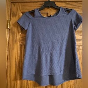 Women’s W5 Blue Cold-Shoulder Textured Top Size M